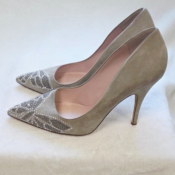 Kate Spade 'Leandra' Studded Butterfly Suede Pumps Size 9.5 - Picture 5 of 8